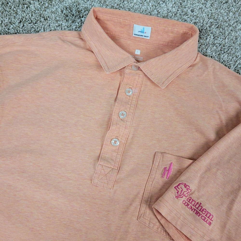Johnnie O Hangin Out Mens Large Orange Performance Stretch Polo Short Sleeve
